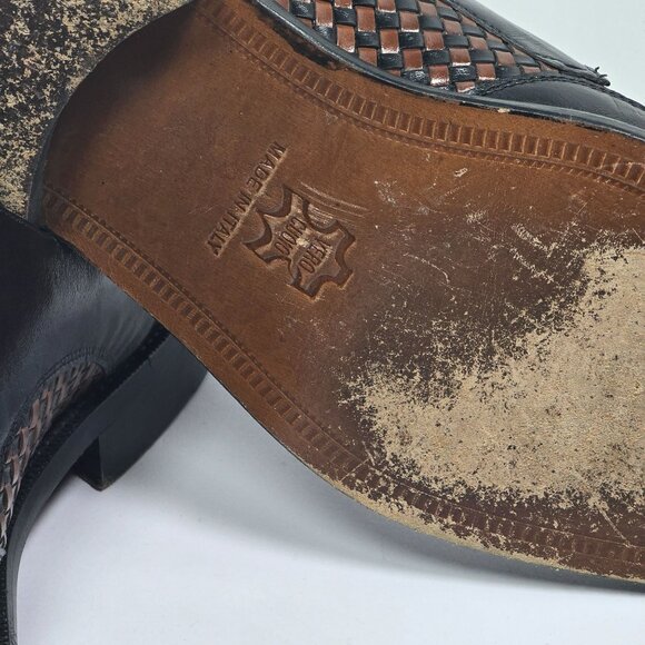 Rangoni Firenze Men's Black Leather Woven Oxfords, Sz 9M - Picture 10 of 10